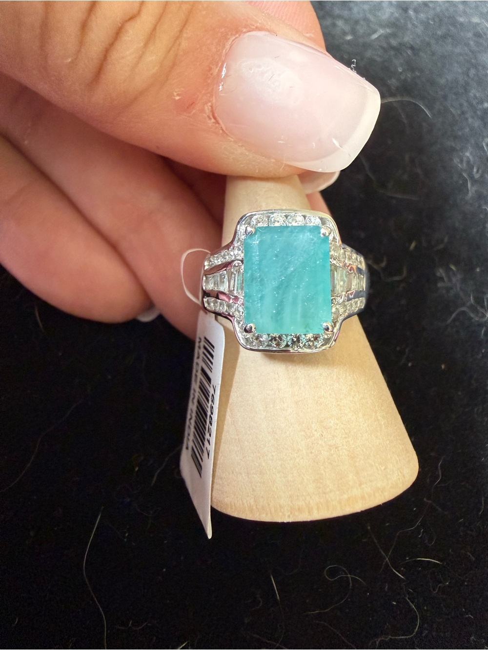 Premium Grandidierite & White Zircon 5 ctw Ring in Platinum Over Sterling Silver